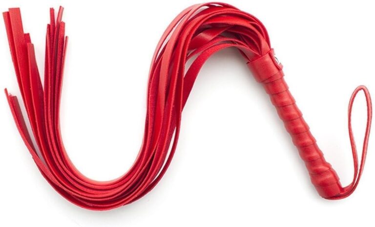 Bondagerie flogger rosso in ecopelle con manico corto