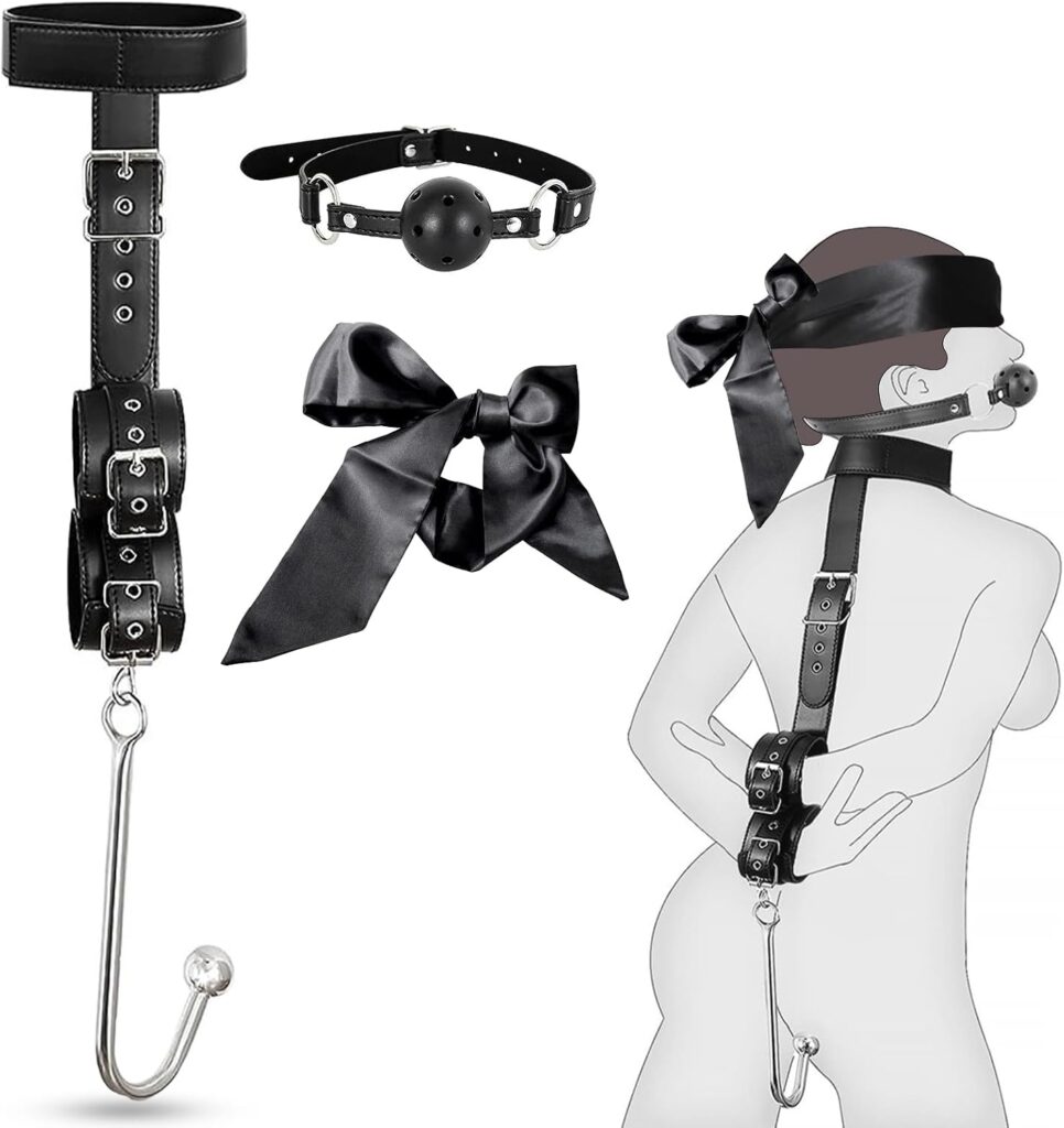 BDSMAGE kit bondage con manette, benda, gag e plug