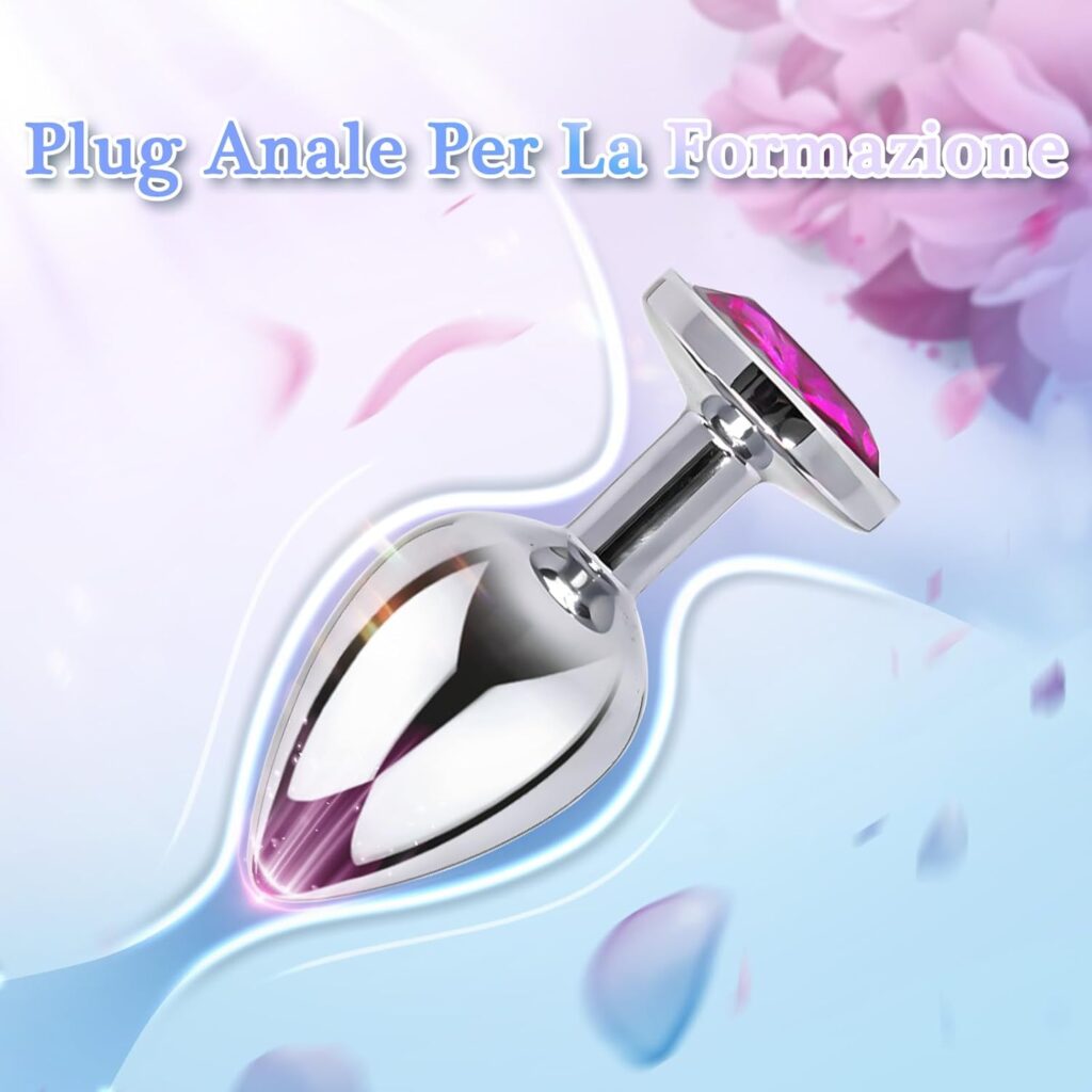Cacuola plug anale piccolo in acciaio con gioiello – foto 2