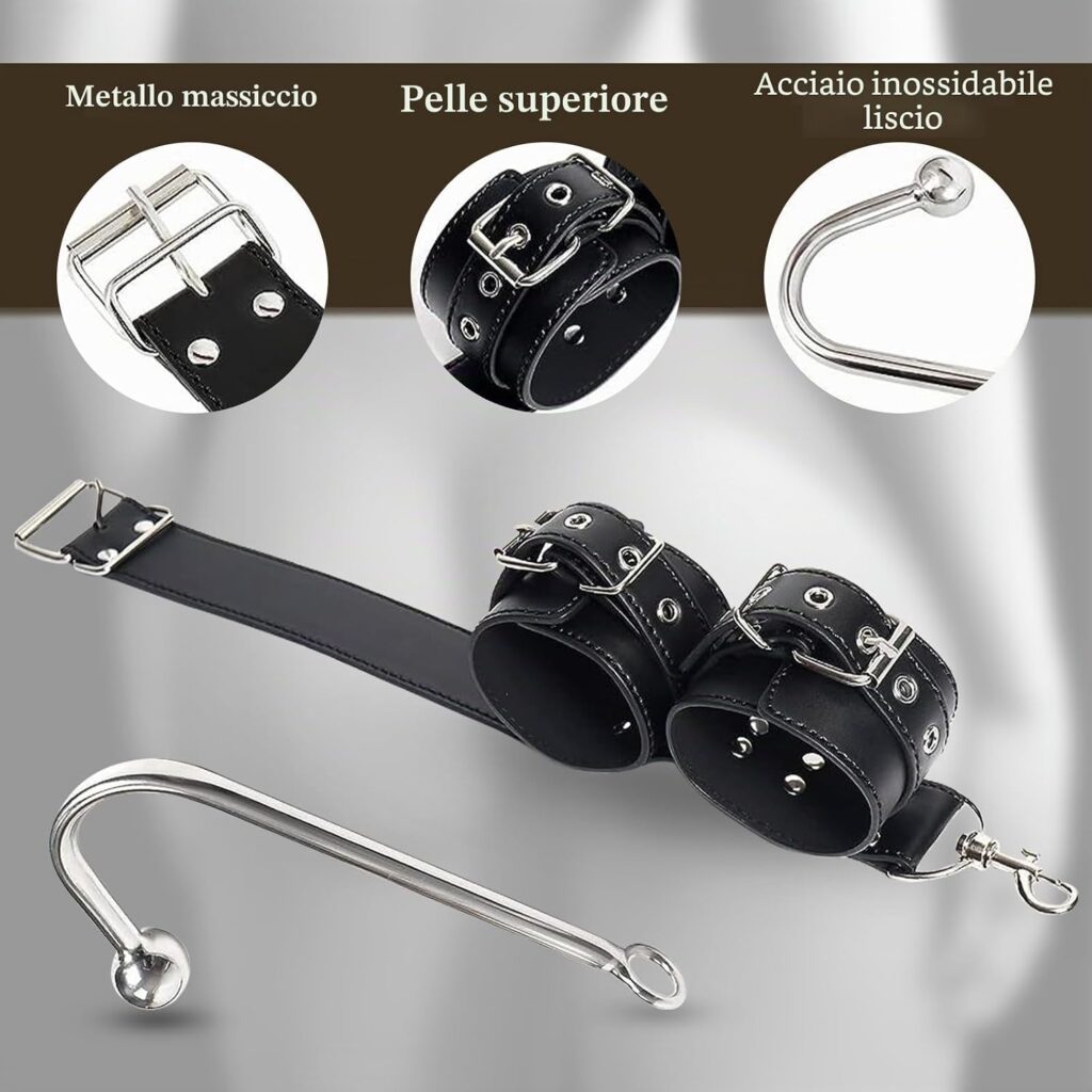 BDSMAGE kit bondage con manette, benda, gag e plug – foto 4