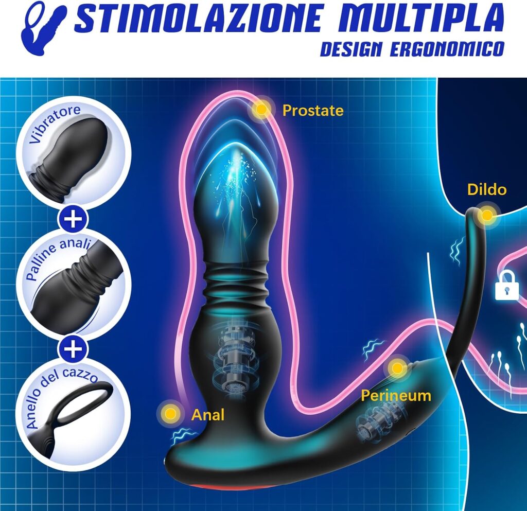 Vibratore prostatico 3 in 1 con anello e telecomando – foto 4