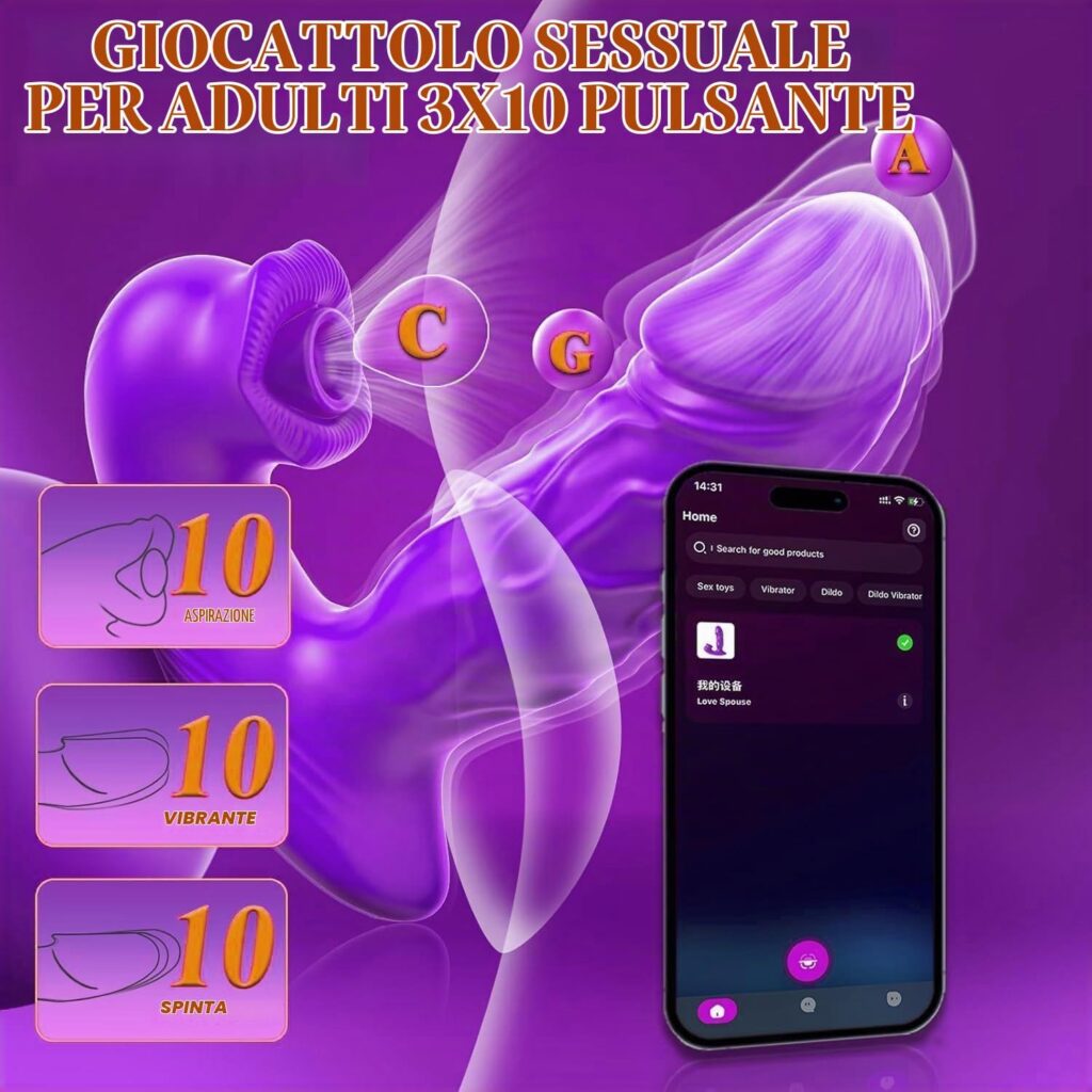 AWFJUREN – vibratore a L con aspirazione e app – foto 2