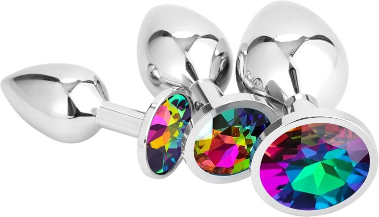 Belmalia set di 3 plug anali in metallo con gemma rainbow