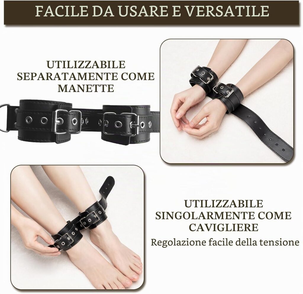 BDSMAGE kit bondage con manette, benda, gag e plug – foto 5
