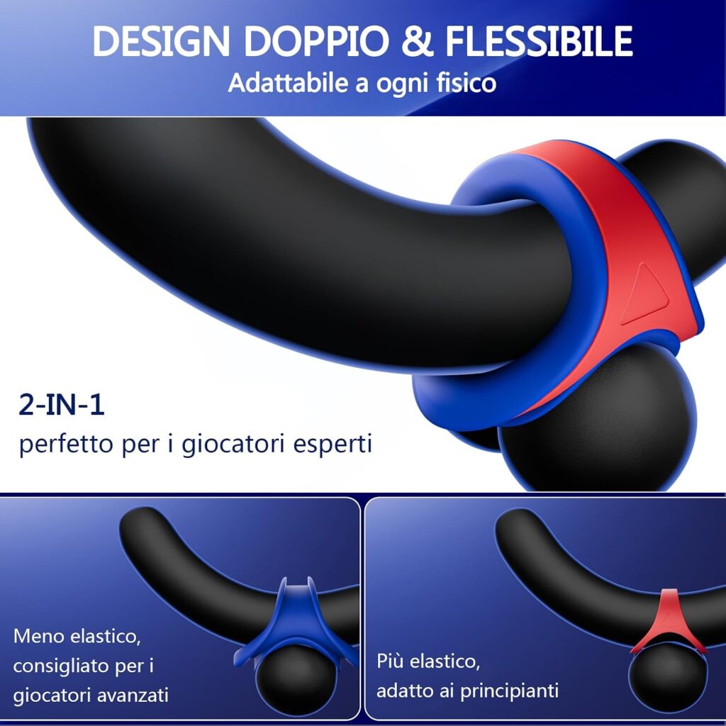 Cacuola doppio anello fallico 2 in 1 in silicone – foto 4