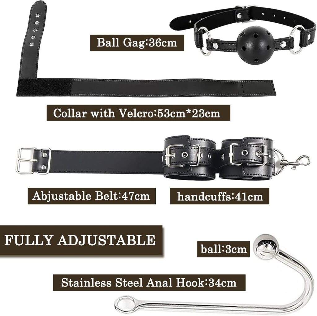 BDSMAGE kit bondage con manette, benda, gag e plug – foto 2