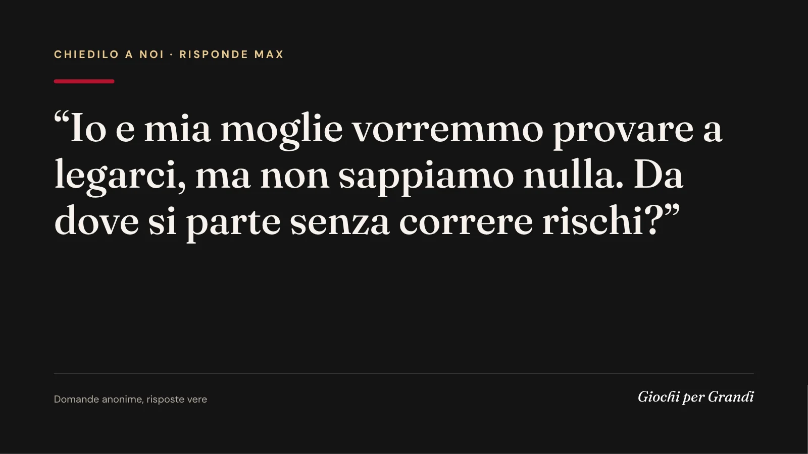 come legare il partner: la domanda di un lettore a Giochi per Grandi