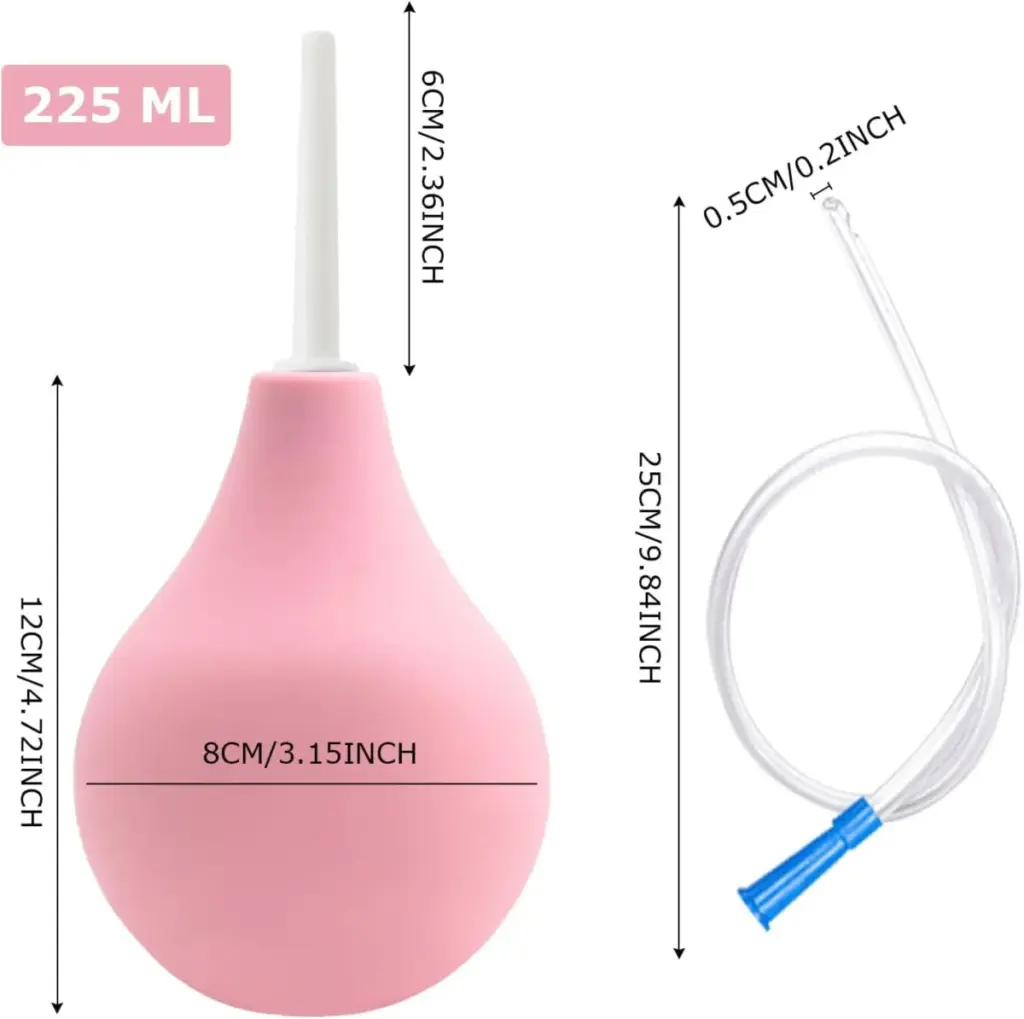 Doccetta anale a pera 225 ml – clistere in silicone con 3 cannule – foto 2