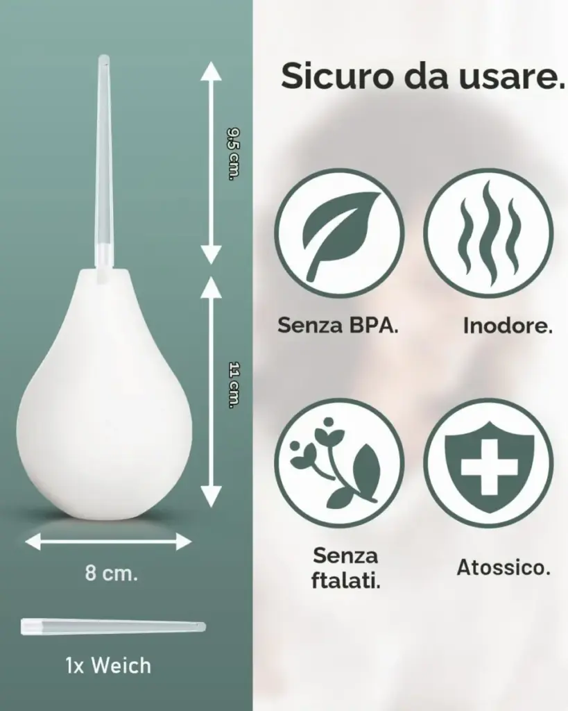 Doccetta anale a pera in silicone – clistere intimo da 224 ml – foto 2