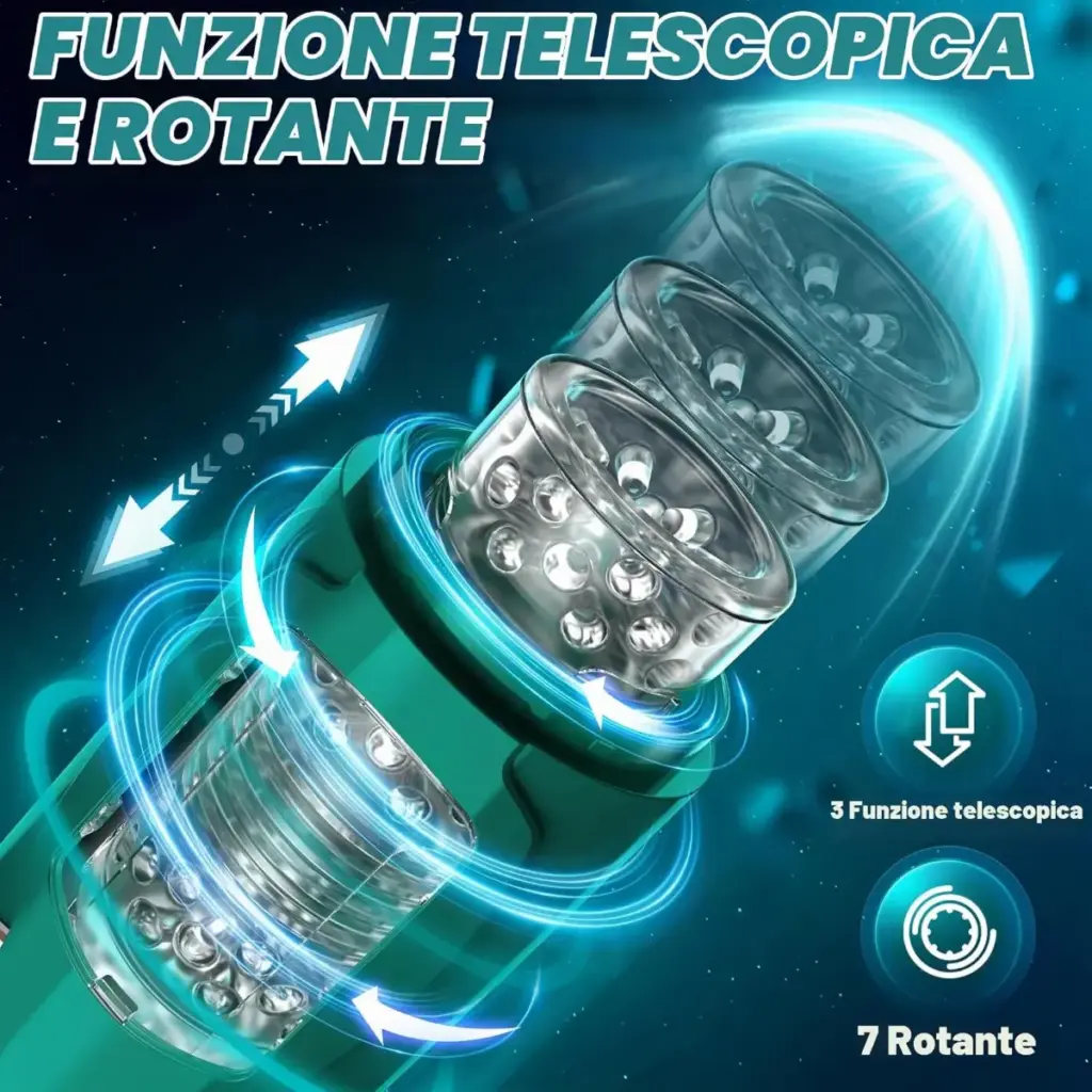 Masturbatore automatico rotante e telescopico con ventosa – foto 2