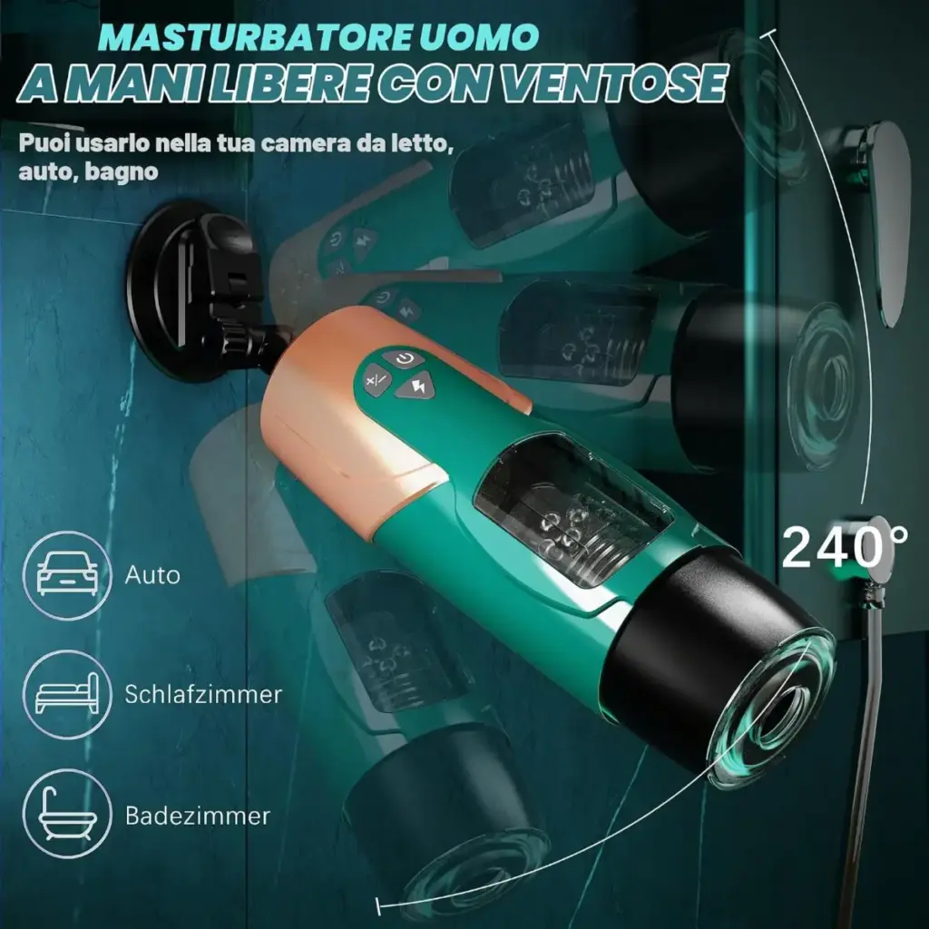 Masturbatore automatico rotante e telescopico con ventosa – foto 4