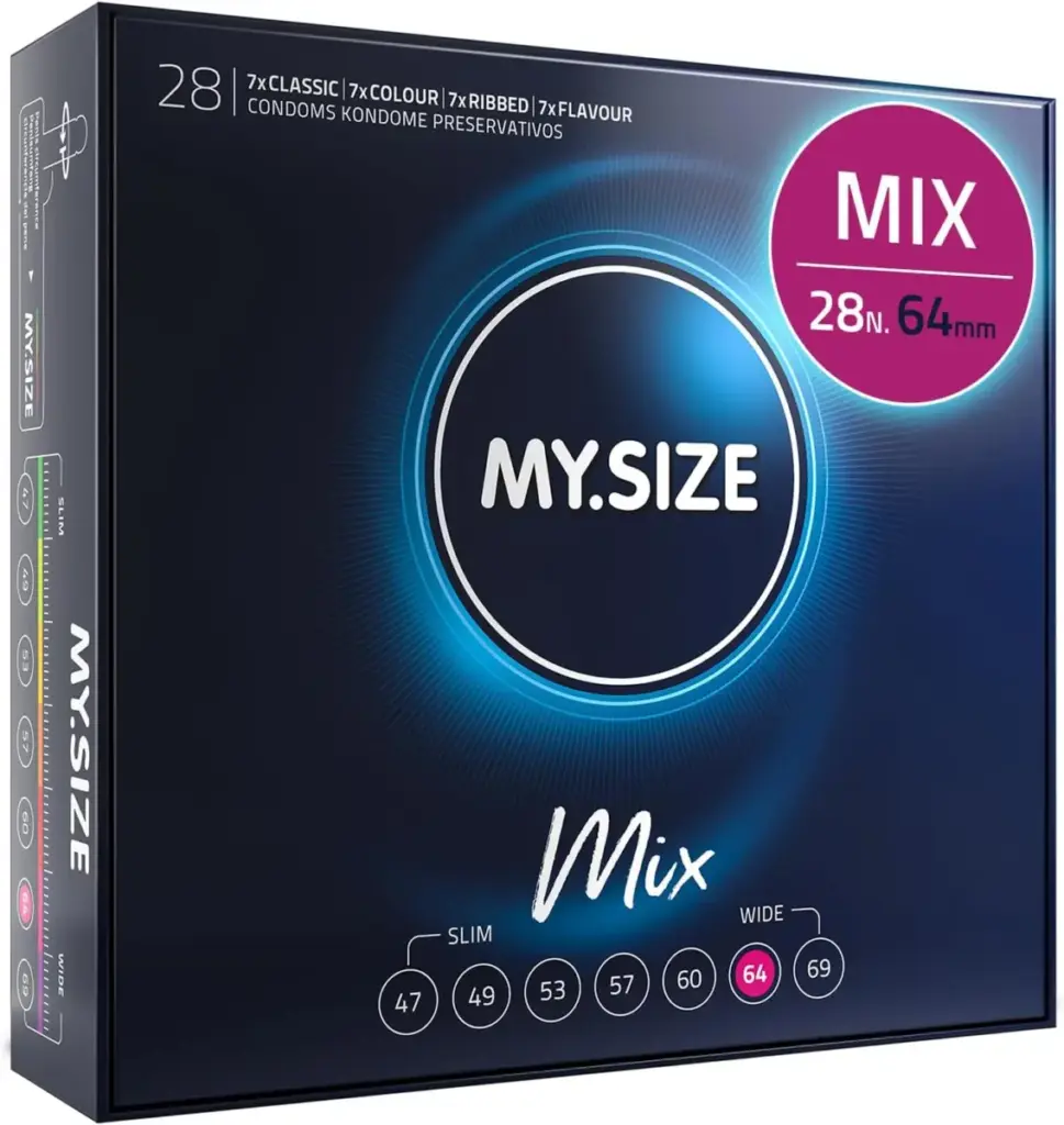 My.Size Mix 64 mm – preservativi taglia larga, 28 pezzi