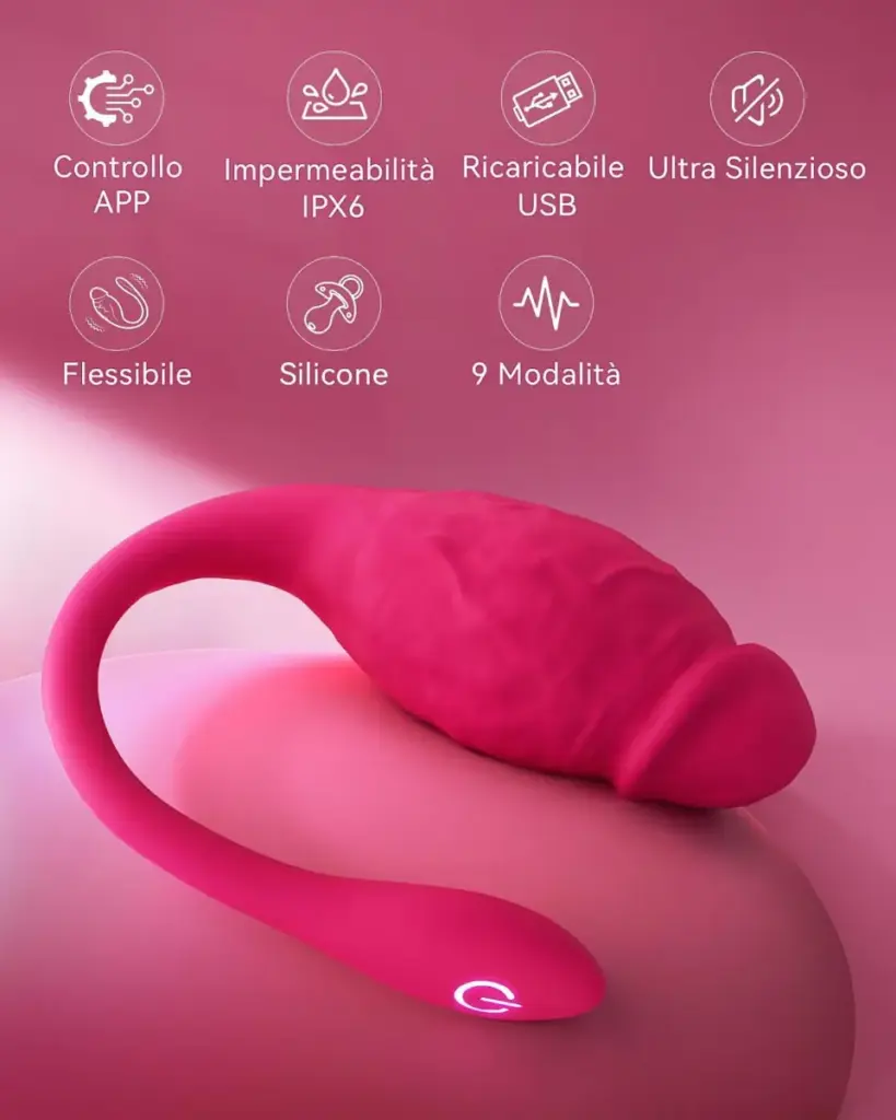 Ovetto vibrante con app e telecomando – silicone morbido – foto 2