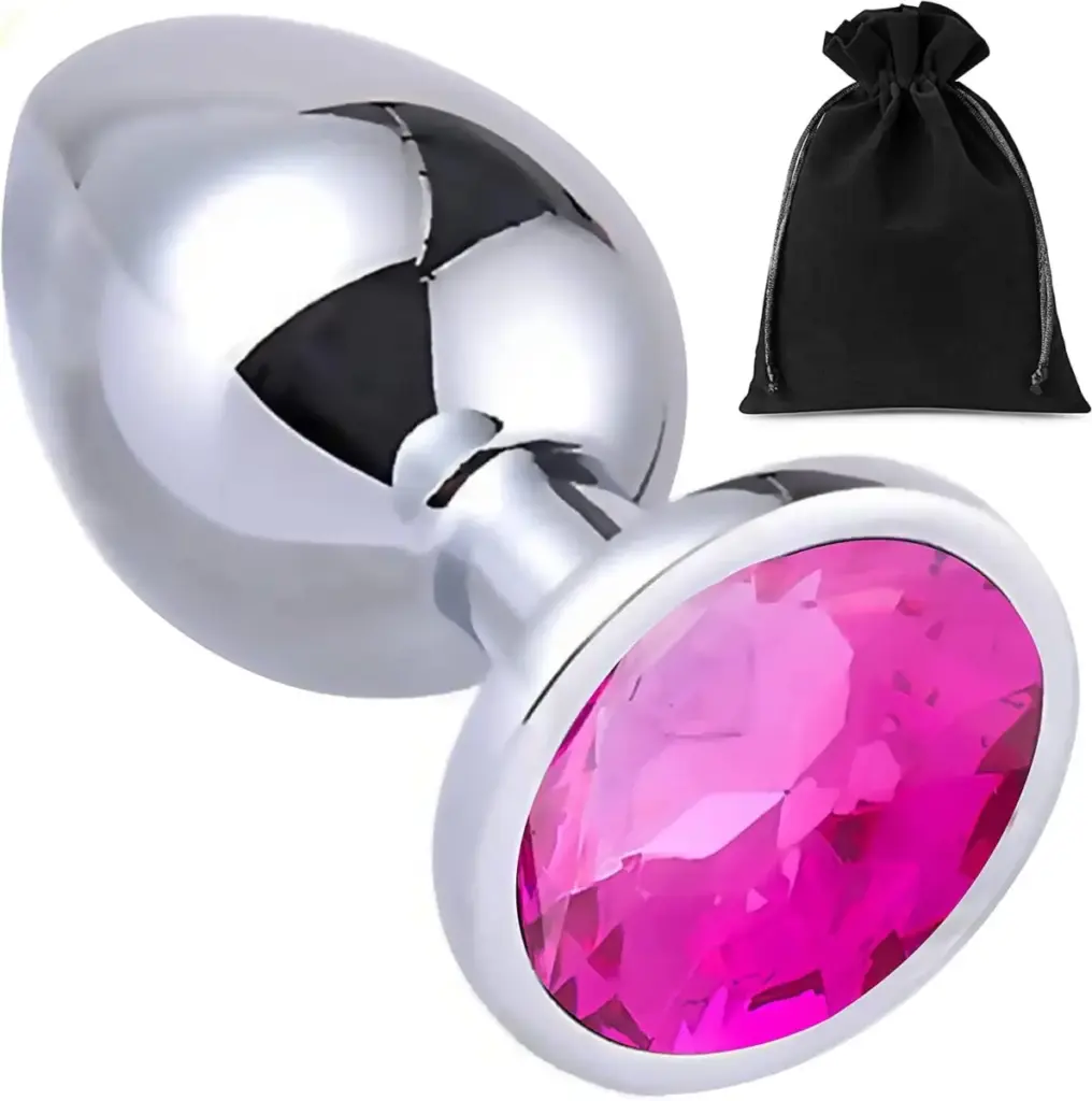 Plug anale in acciaio con cristallo rosa – 4 cm