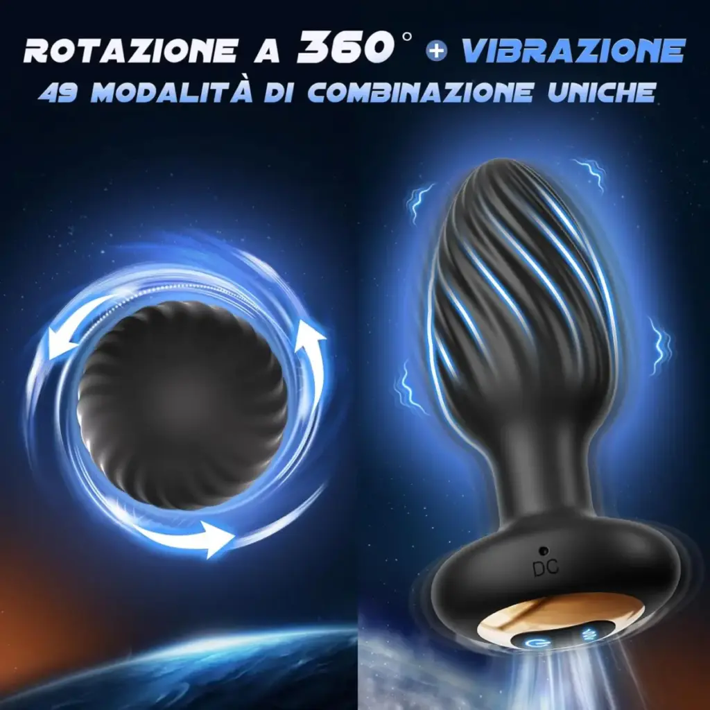 Plug anale vibrante con rotazione – base larga, ricaricabile – foto 2