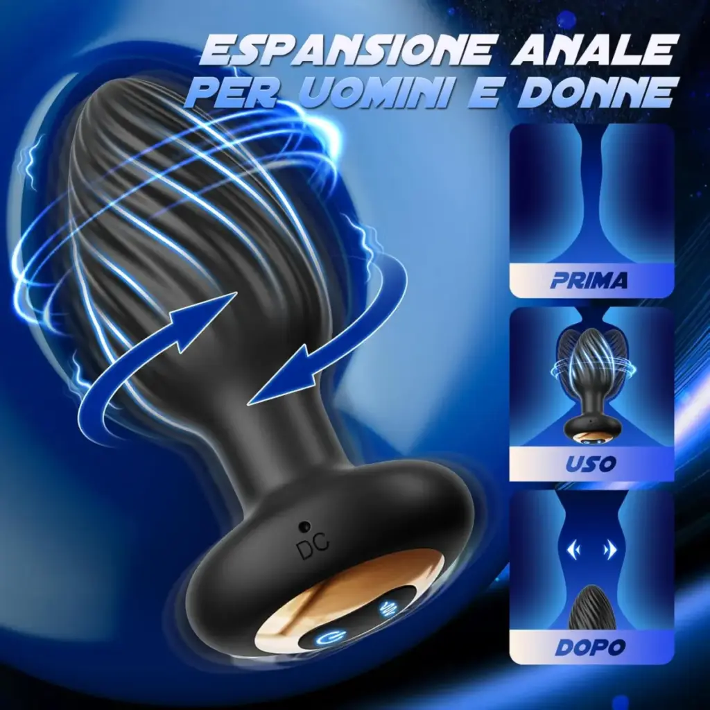 Plug anale vibrante con rotazione – base larga, ricaricabile – foto 4