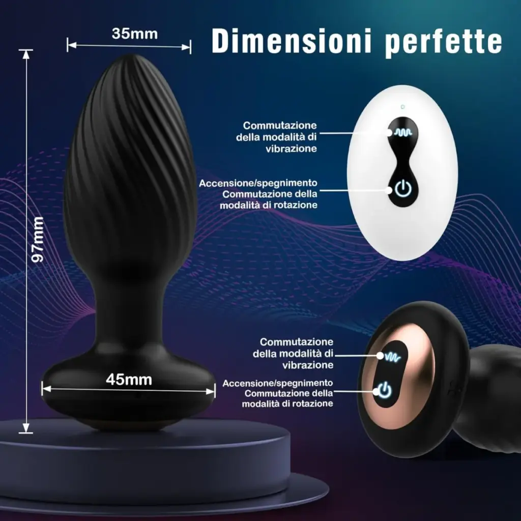 Plug anale vibrante con rotazione – base larga, ricaricabile – foto 6