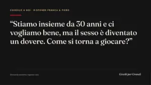 sesso come dovere: la domanda di un lettore a Giochi per Grandi