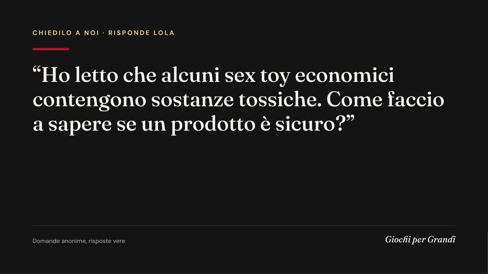 sex toy tossici ftalati: la domanda di un lettore a Giochi per Grandi
