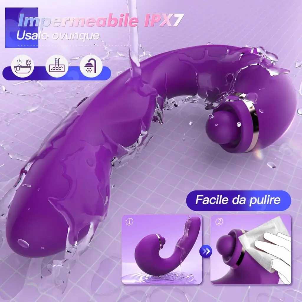 Vibratore rabbit 3 in 1 con lingua e pulsazione – punto G e clitoride – foto 6