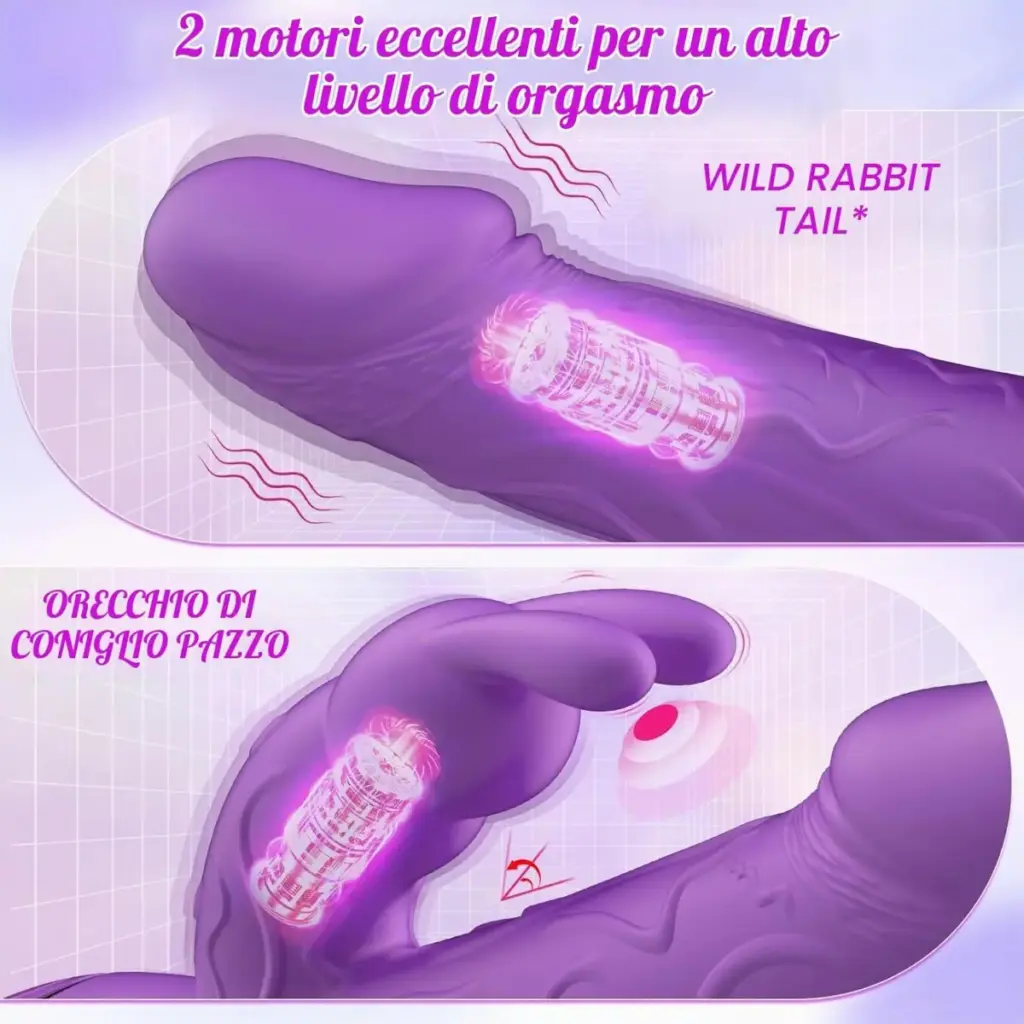 Vibratore rabbit a doppio motore – 10 modalità, in silicone – foto 2
