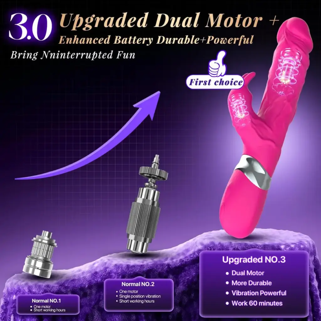 Vibratore rabbit rosa a doppio motore – 7 ritmi – foto 2