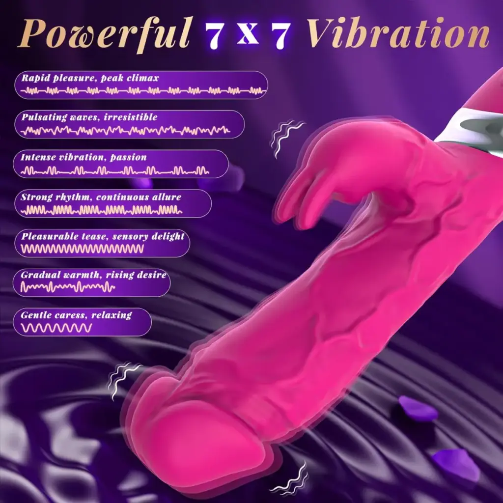 Vibratore rabbit rosa a doppio motore – 7 ritmi – foto 4