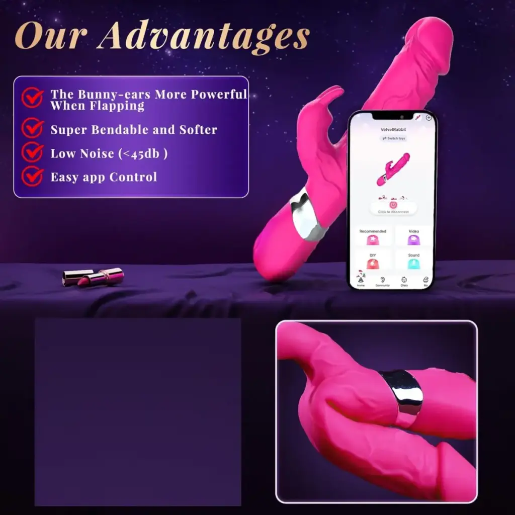 Vibratore rabbit rosa a doppio motore – 7 ritmi – foto 6